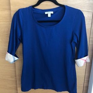 Burberry 3/4 sleeve scoop tee bright navy